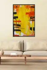 Abstrakte Kunst in Gelb und Orange Interior