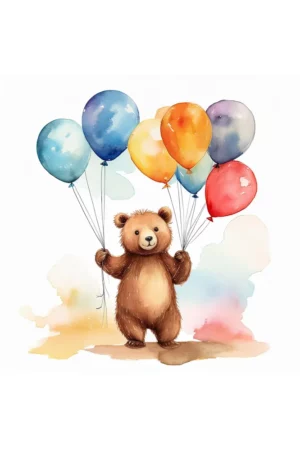 Bär mit Luftballons