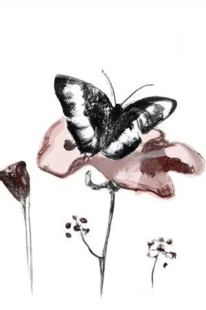 Blume und Schmetterling in Aquarell